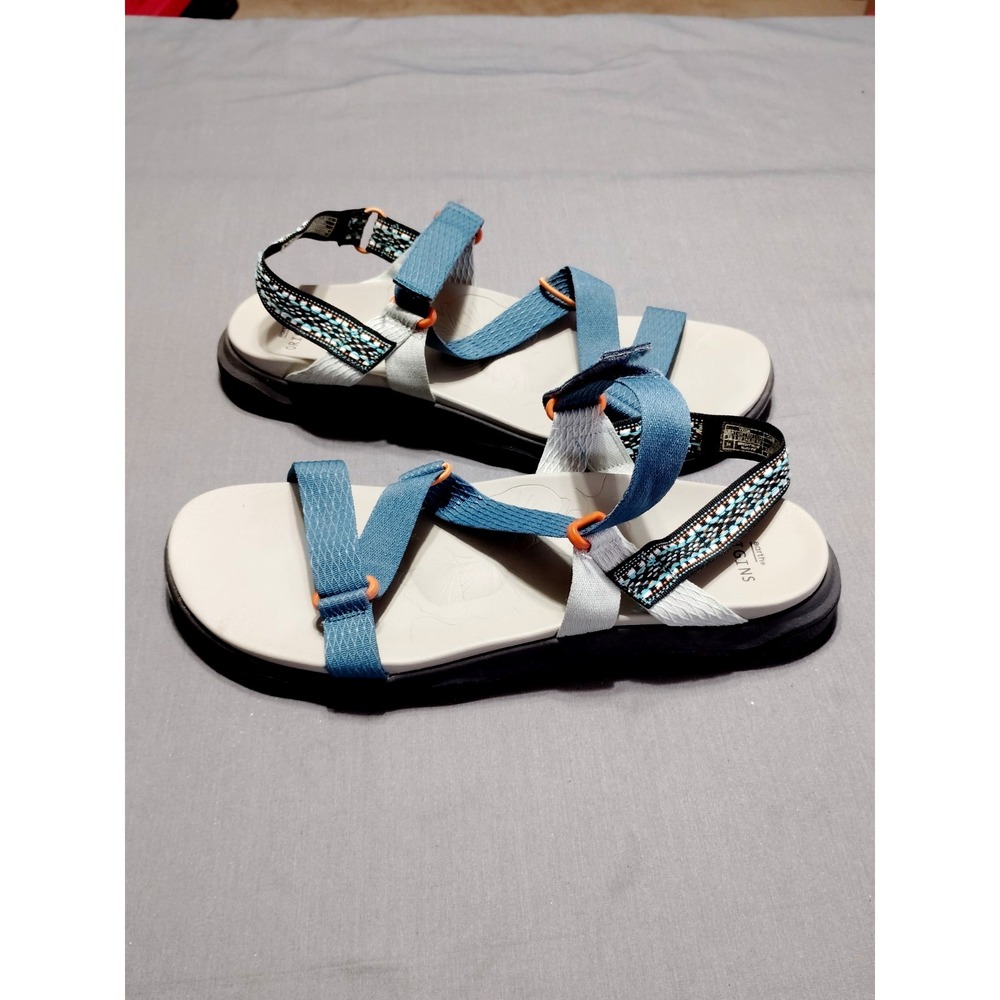 Earth Origins Veda Blue Strappy Summer Resort Preppy Boho Artsy Sandals Women 12